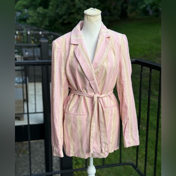 NWT See U Soon Stripe Linen Blend Blazer Size Large - Picture 11 of 13